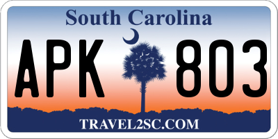 SC license plate APK803