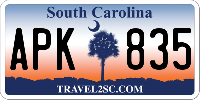 SC license plate APK835