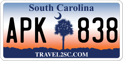 SC license plate APK838