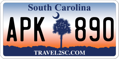 SC license plate APK890