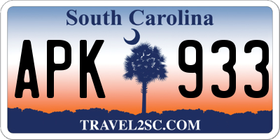 SC license plate APK933