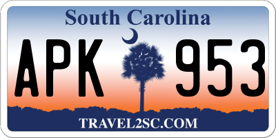 SC license plate APK953