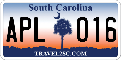 SC license plate APL016