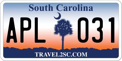 SC license plate APL031
