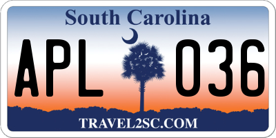 SC license plate APL036