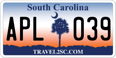 SC license plate APL039