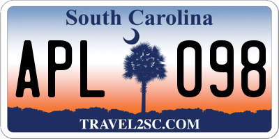 SC license plate APL098