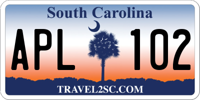 SC license plate APL102