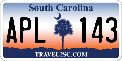 SC license plate APL143