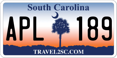 SC license plate APL189