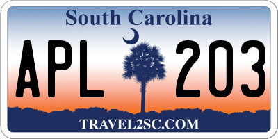 SC license plate APL203