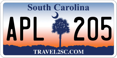 SC license plate APL205