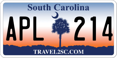 SC license plate APL214