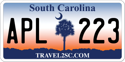 SC license plate APL223