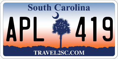 SC license plate APL419