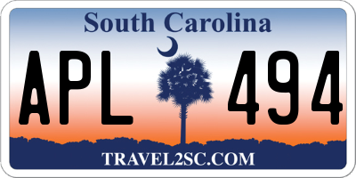 SC license plate APL494
