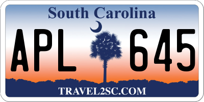 SC license plate APL645