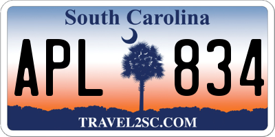 SC license plate APL834