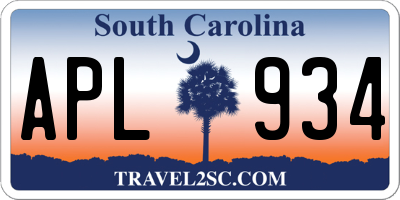 SC license plate APL934