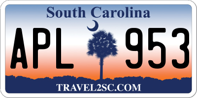 SC license plate APL953