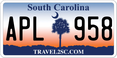 SC license plate APL958