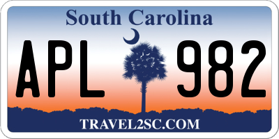 SC license plate APL982