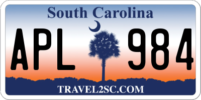 SC license plate APL984