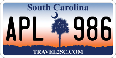 SC license plate APL986