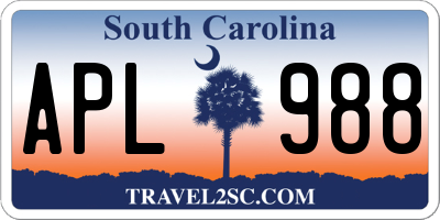 SC license plate APL988