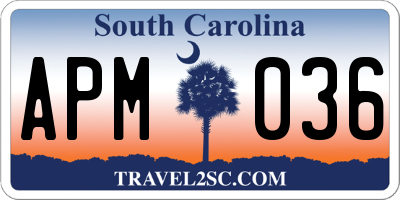 SC license plate APM036