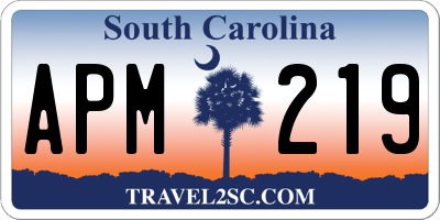 SC license plate APM219