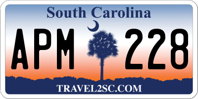 SC license plate APM228