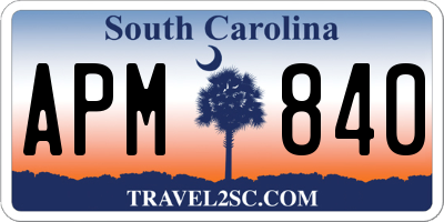SC license plate APM840