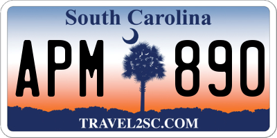 SC license plate APM890