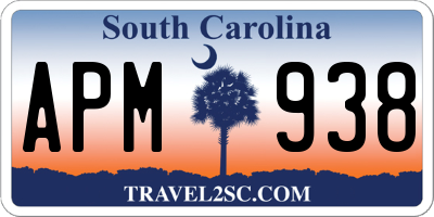SC license plate APM938