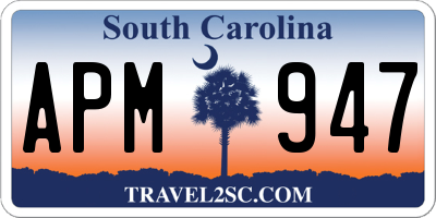SC license plate APM947