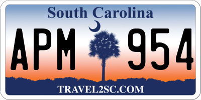SC license plate APM954