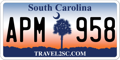 SC license plate APM958