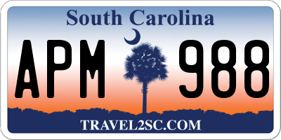 SC license plate APM988