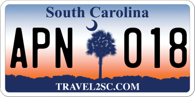 SC license plate APN018