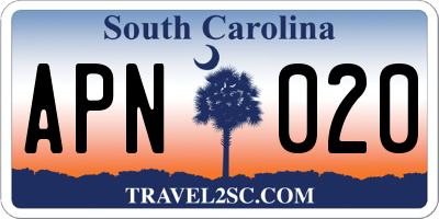SC license plate APN020