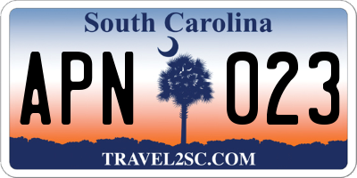 SC license plate APN023