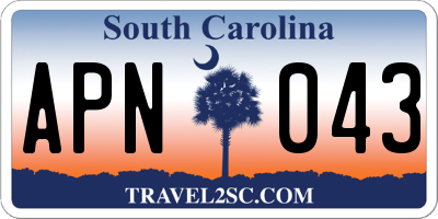 SC license plate APN043