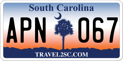 SC license plate APN067