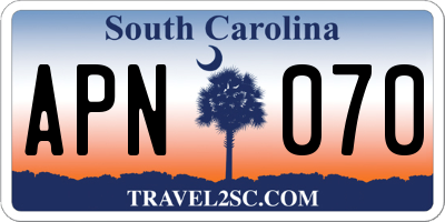 SC license plate APN070