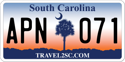 SC license plate APN071