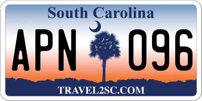 SC license plate APN096
