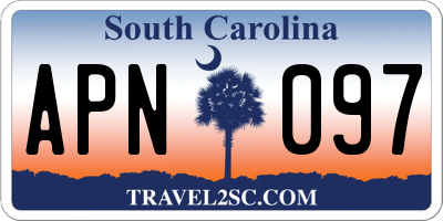 SC license plate APN097