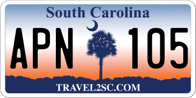 SC license plate APN105