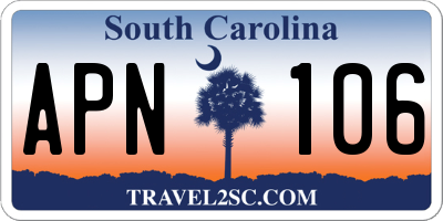 SC license plate APN106